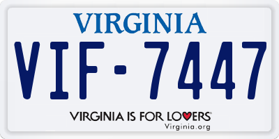 VA license plate VIF7447
