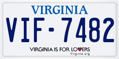 VA license plate VIF7482