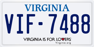 VA license plate VIF7488