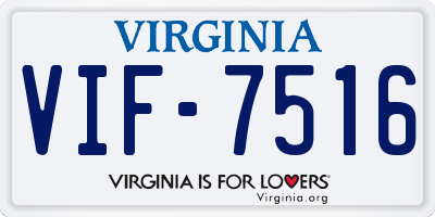 VA license plate VIF7516