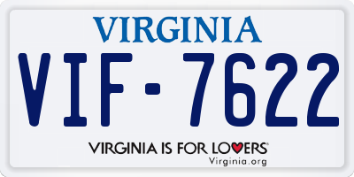 VA license plate VIF7622