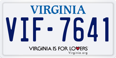 VA license plate VIF7641