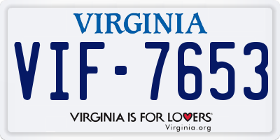 VA license plate VIF7653
