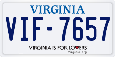 VA license plate VIF7657