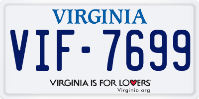 VA license plate VIF7699