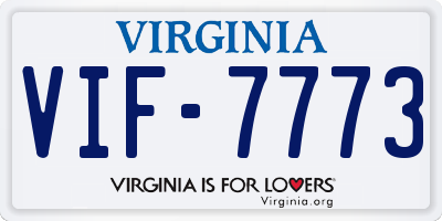 VA license plate VIF7773