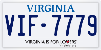 VA license plate VIF7779