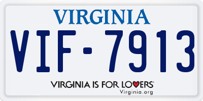 VA license plate VIF7913