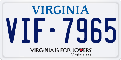 VA license plate VIF7965