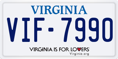 VA license plate VIF7990