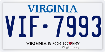 VA license plate VIF7993