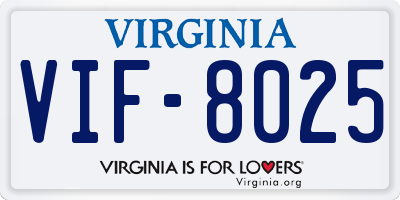 VA license plate VIF8025