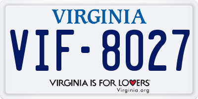 VA license plate VIF8027