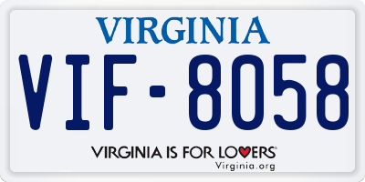 VA license plate VIF8058