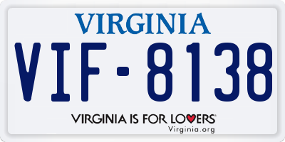 VA license plate VIF8138