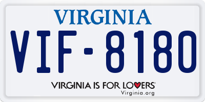VA license plate VIF8180