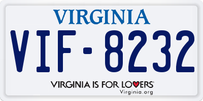 VA license plate VIF8232