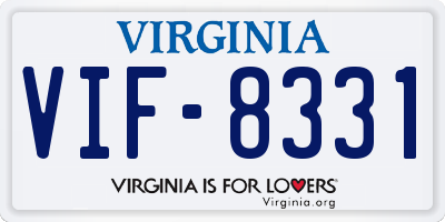 VA license plate VIF8331