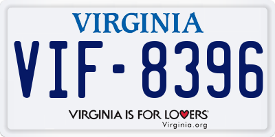 VA license plate VIF8396