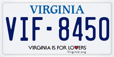 VA license plate VIF8450