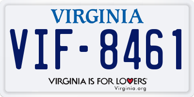 VA license plate VIF8461