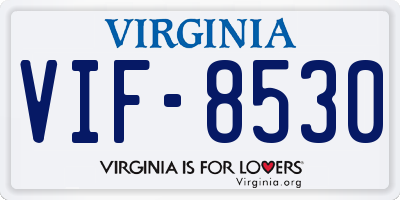 VA license plate VIF8530