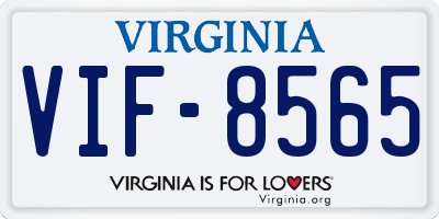 VA license plate VIF8565