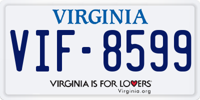 VA license plate VIF8599