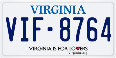 VA license plate VIF8764