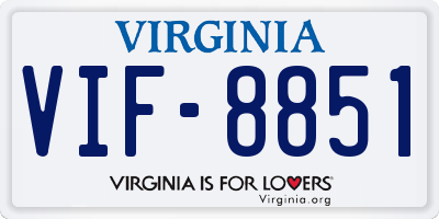 VA license plate VIF8851