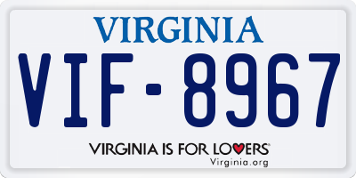 VA license plate VIF8967
