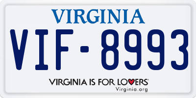 VA license plate VIF8993