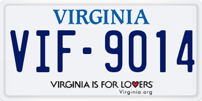 VA license plate VIF9014