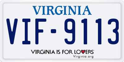 VA license plate VIF9113