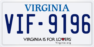 VA license plate VIF9196