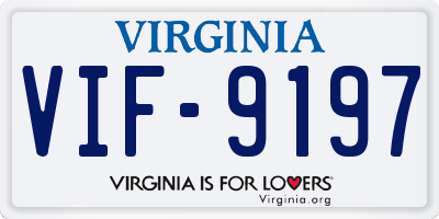 VA license plate VIF9197