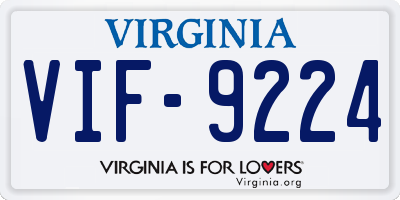 VA license plate VIF9224