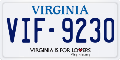 VA license plate VIF9230