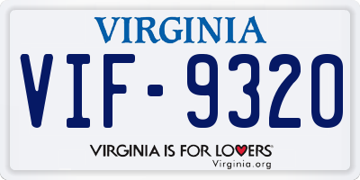 VA license plate VIF9320