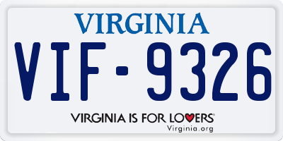 VA license plate VIF9326