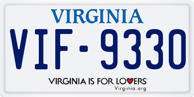 VA license plate VIF9330