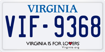 VA license plate VIF9368
