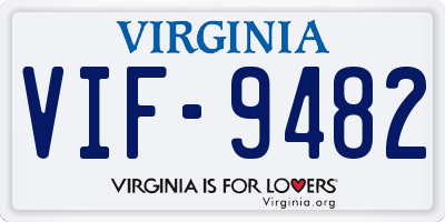 VA license plate VIF9482