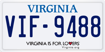 VA license plate VIF9488