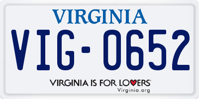 VA license plate VIG0652