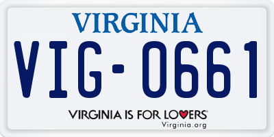 VA license plate VIG0661