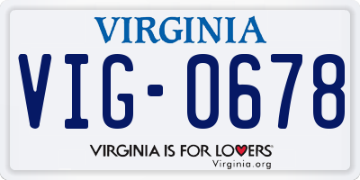 VA license plate VIG0678