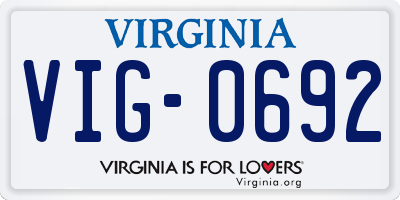 VA license plate VIG0692