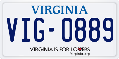 VA license plate VIG0889