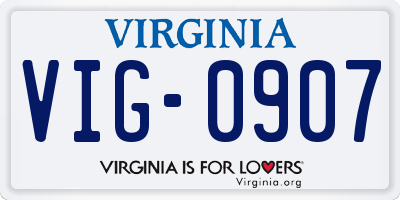 VA license plate VIG0907
